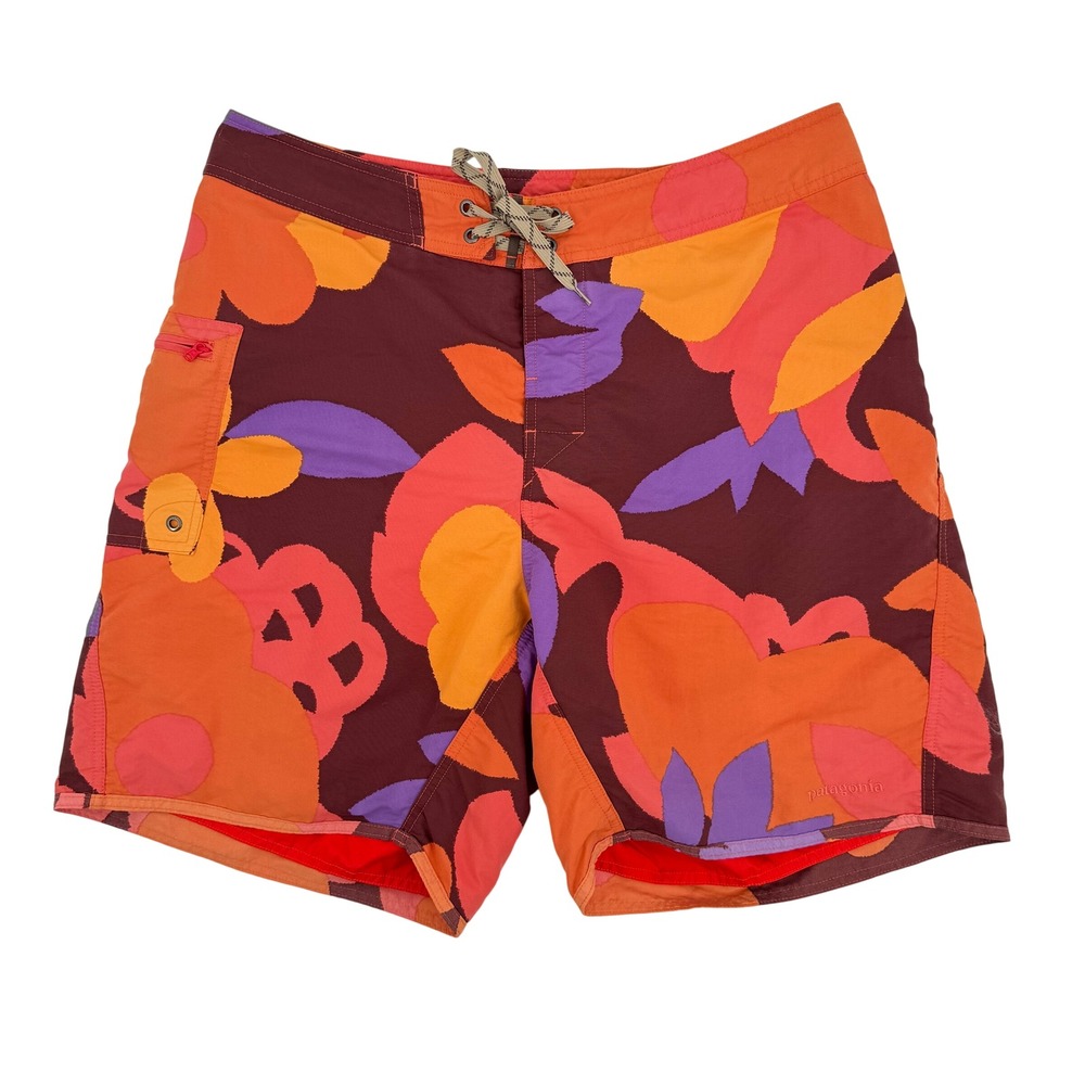 Patagonia Board Shorts Mens 35 Orange Floral Excellent Surf Swim Trunks 86517